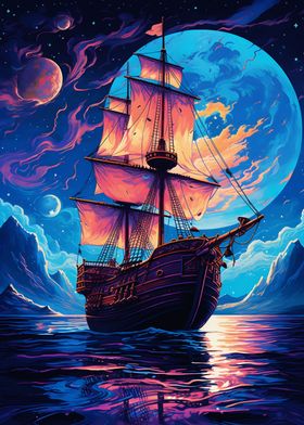 Pirate Ship Moonlight