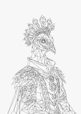 Lowpoly Wireframe Peacock