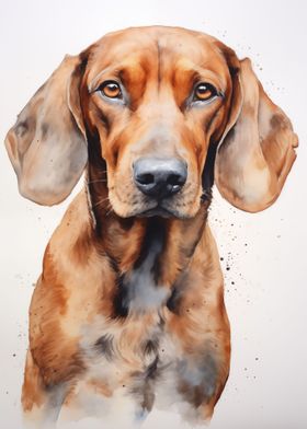 Redbone Coonhound painting