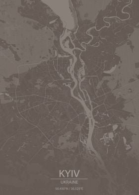 Kyiv Ukraine Brown CityMap