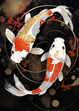 Koi Fish Gold Decor