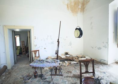 Abandoned painter room sad
