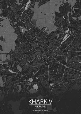 Kharkiv UA Dark Gray Map