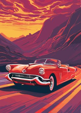 Retro Car Sunset Drive