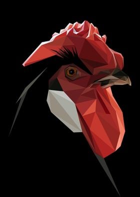 Black Rooster Low Poly