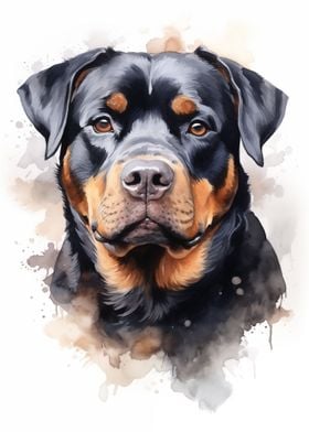Rottweiler watercolor dog