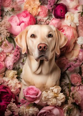 Labrador in flowers