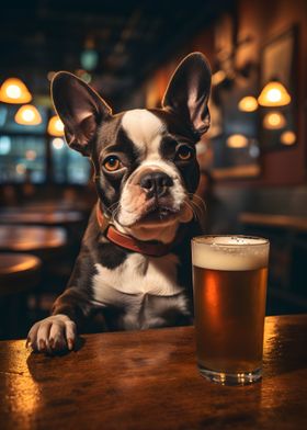 Dog enjoying a beer