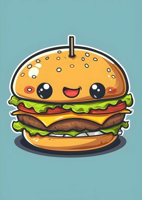 Cartoon Burger with face