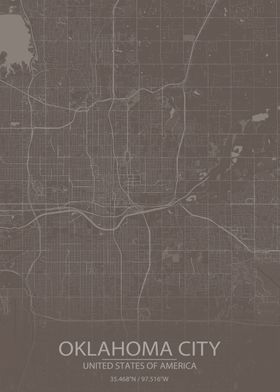 Oklahoma City US Brown Map