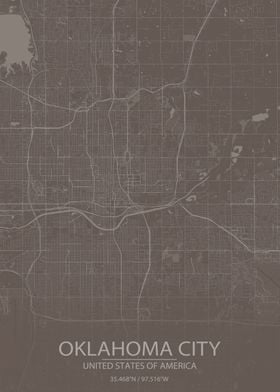 Oklahoma City US Brown Map