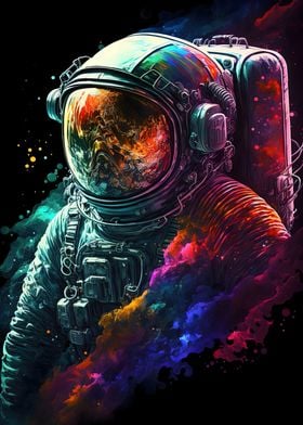 Neon Astronaut in Space