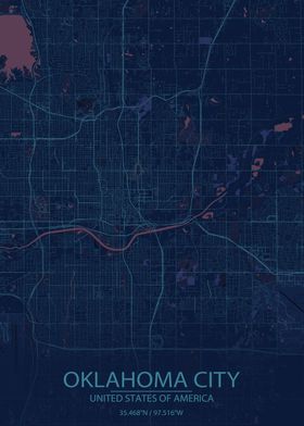 Oklahoma City USA Blue Map