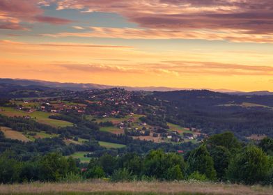 Sunset and mountain view