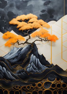 Abstract Bonsai Gold Mount