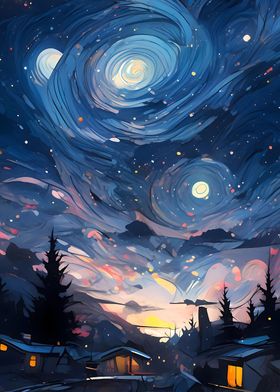 Starry night painting