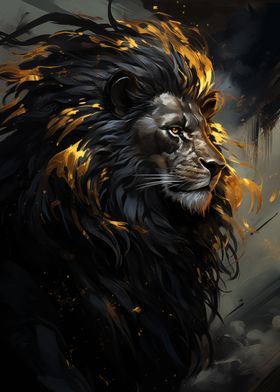 black lion in gold