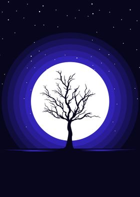 the winter moon and tree