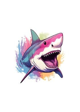 Shark Rainbow Drawing