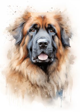 watercolor leonberger dog
