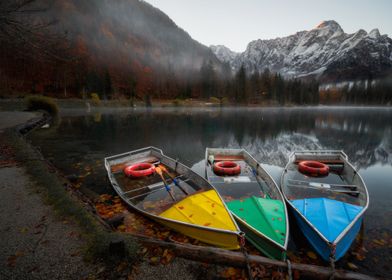 Colorful boats at the lake