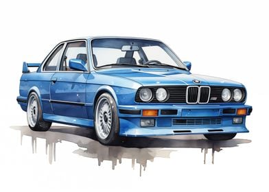 Blue BMW M3 E30