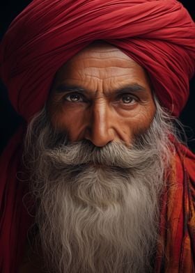 Old Man With Red Turban