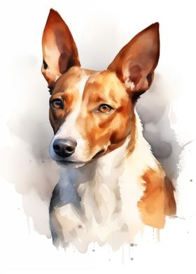 Basenji watercolor dog