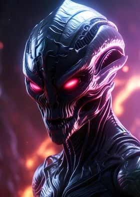 Evil alien in darkness