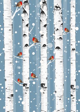 Winter Birch forest 