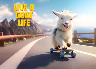 Cute Goat Skateboarding