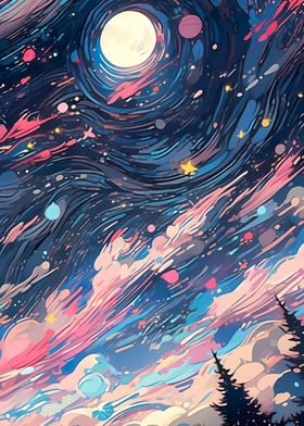 Starry night painting