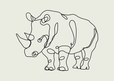 Line Art Rhinoceros Boho