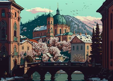 Ljubljana city Pixel Art