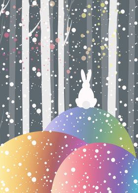 Rabbit in winter forest