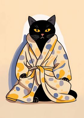 Bathrobe Cat Cute Poster