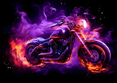Burning Flames Motorcycle