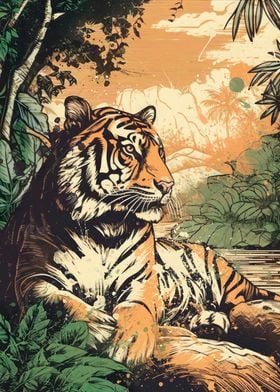 Retro Tiger Poster