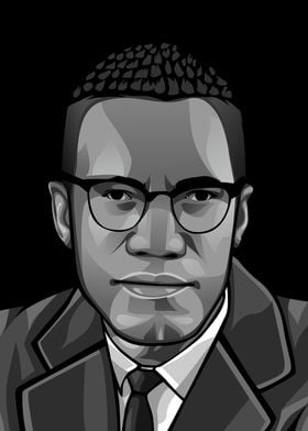 Malcolm X Black and White