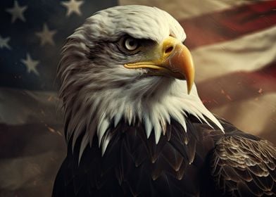 American Flag Bald Eagle