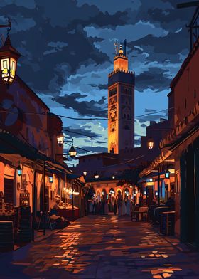 Moroccan Souk in The Night