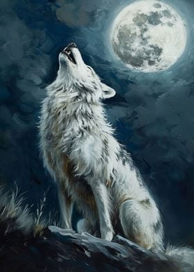 Wolf Howling Moon Night