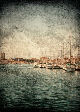 Boat and Sea grunge