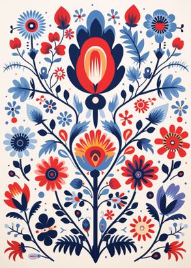 Floral Folk Art Poster