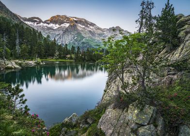 Mountain with a lake