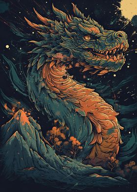 Retro Dragon Poster