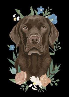 Chocolate Retriever Floral