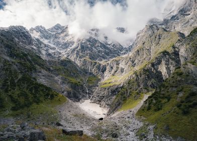 Snowy sunny mountain