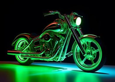 Neon Chopper Motorcycle