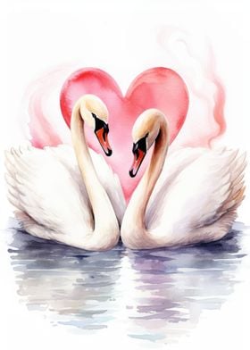 Swans Watercolor